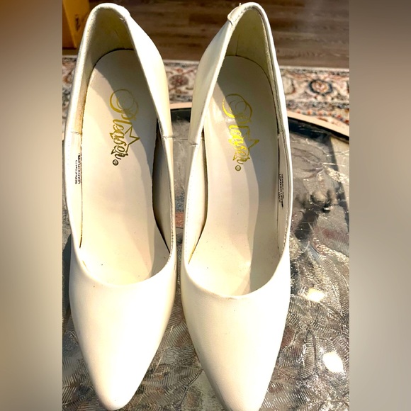 Pleaser Shoes - White Leather Heels.